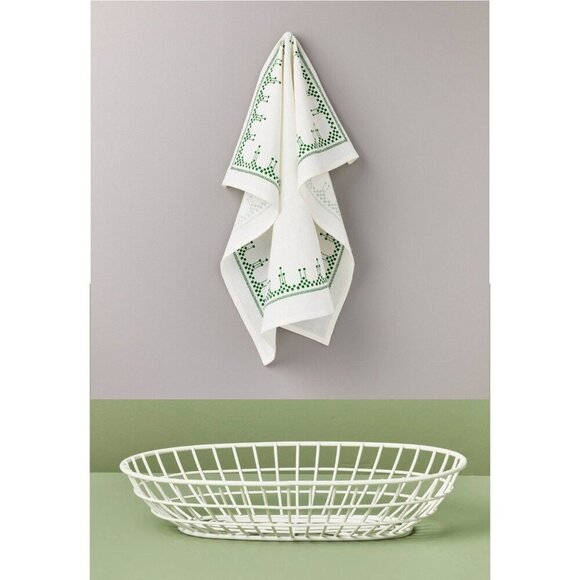 Hearth & Hand Magnolia Ornate Border Flour Sack Kitchen Towel Green + BBQ Tray - Picture 1 of 9